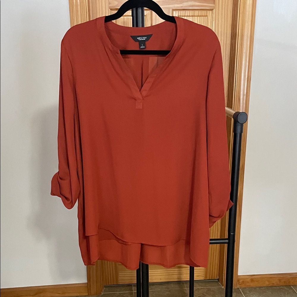 Simply Vera Vera Wang Terracotta v-neck women’s Blouse